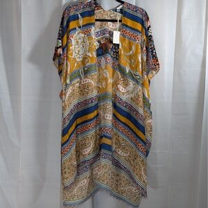 Do Everything In Love Boho Patchwork Paisley Floral Kaftan Kimono Duster One Sz